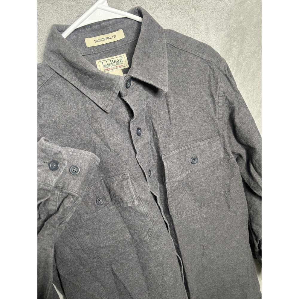 L.L. Bean Men's Chamois Cloth Shirt Heavyweight Gray M-REG Traditional Fit